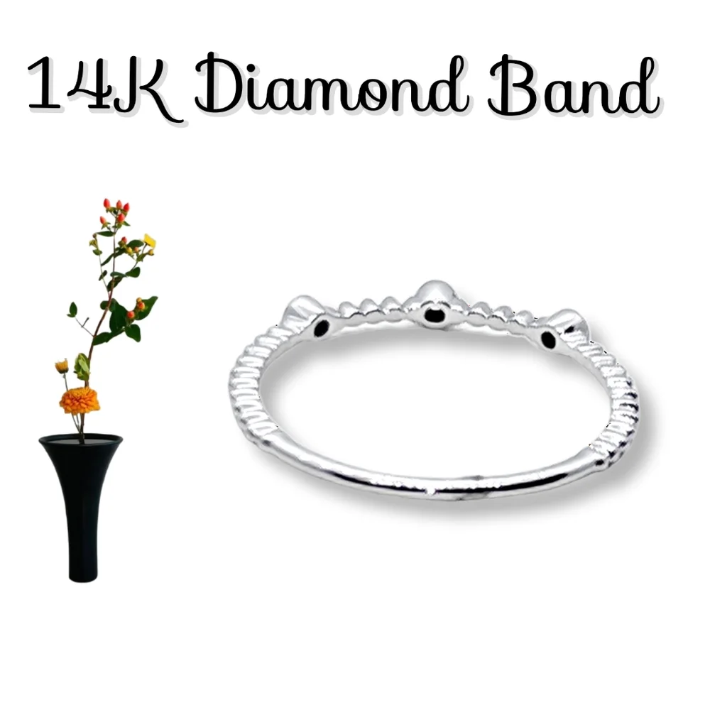 14K White Gold Diamond Band